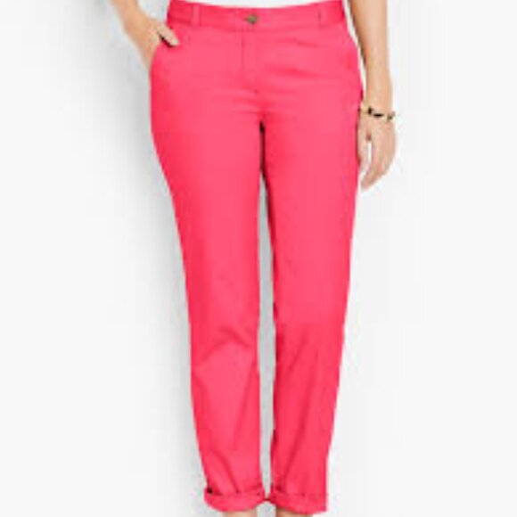 Talbots Dark Pink The Weekend Chino High Waist Ankle Pant Size 12p - Picture 1 of 10